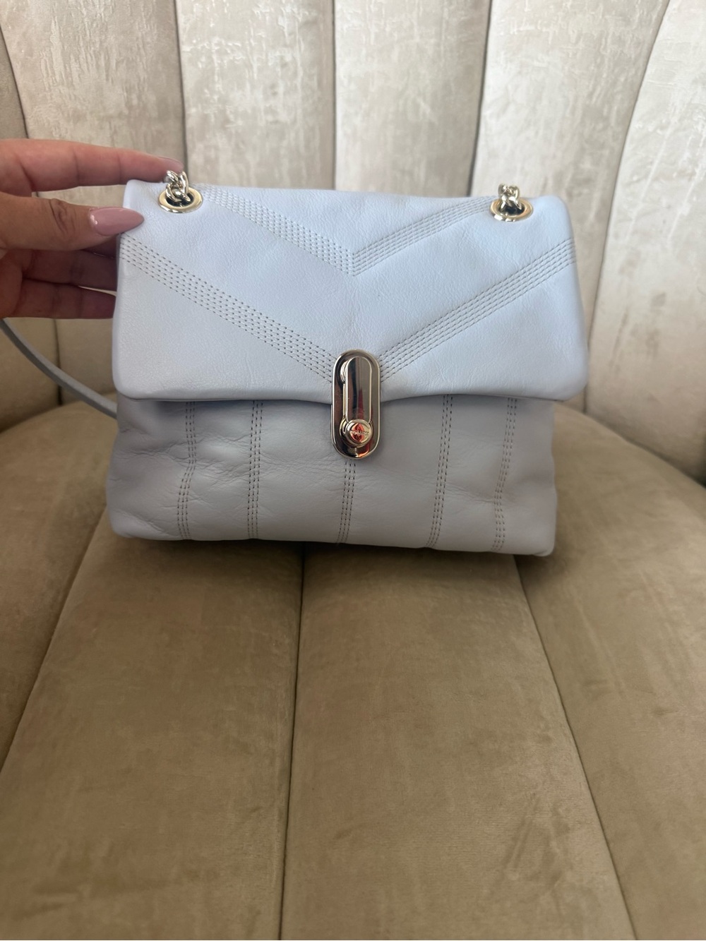 Ted Baker Light grey quilted Leather cross body Bag
